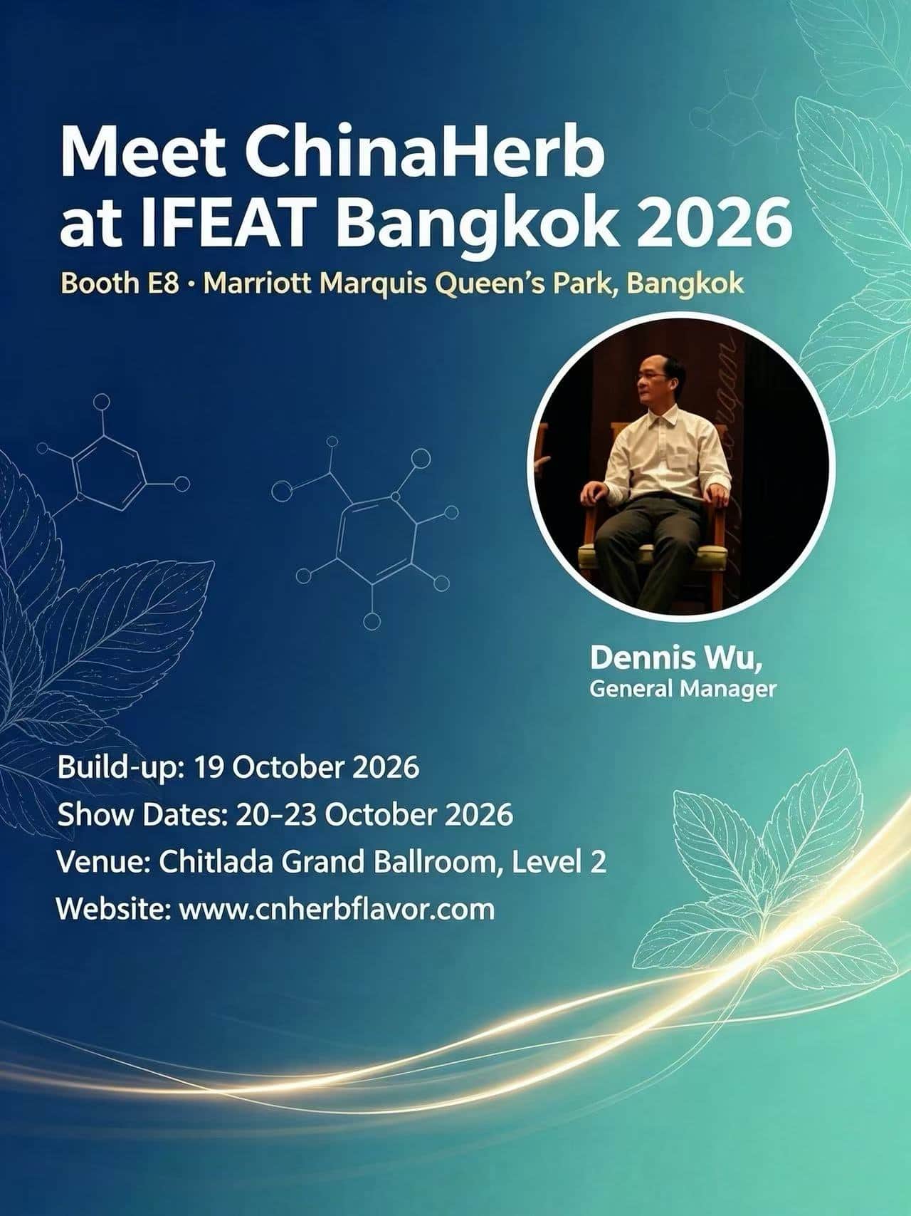 Poznaj Dennisa Wu, nowego dyrektora generalnego ChinaHerb na IFEAT Bangkok 2026